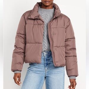 Old Navy Women's Warm Taupe Puffer Jacket S